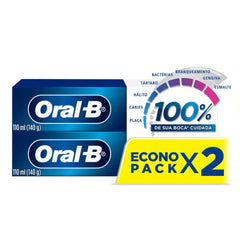 Kit Pasta de Dente Oral-B 100% de Sua Boca Cuidada Menta Refrescante 140g 2 Unidades