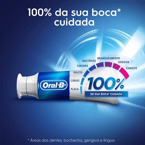 Kit Pasta de Dente Oral-B 100% de Sua Boca Cuidada Menta Refrescante 140g 2 Unidades