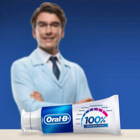 Kit Pasta de Dente Oral-B 100% de Sua Boca Cuidada Menta Refrescante 140g 2 Unidades