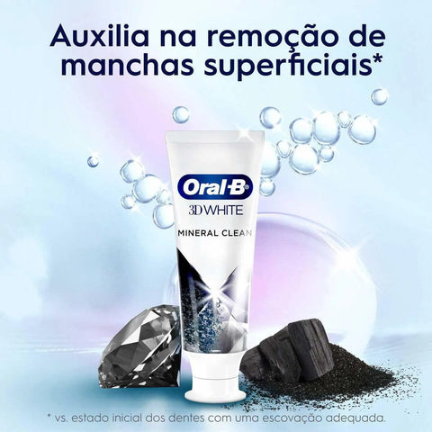 Pasta de Dente Oral-B 3d White Mineral Clean Com Carvão 70g