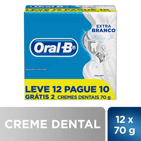 Pasta de Dente Oral-B Extra Branco  Tradicional - 12 x 70 g