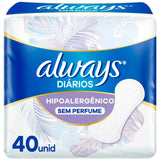Protetor Diário Always Sensitive Sem Perfume Com 40 Unidades