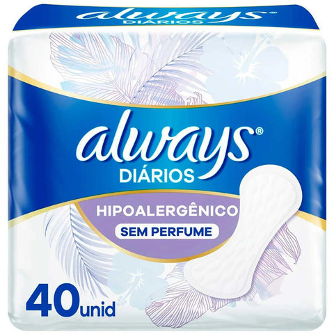 Protetor Diário Always Sensitive Sem Perfume Com 40 Unidades