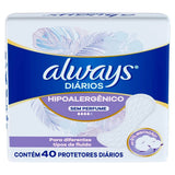 Protetor Diário Always Sensitive Sem Perfume Com 40 Unidades