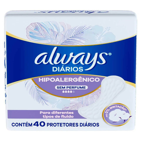 Protetor Diário Always Sensitive Sem Perfume Com 40 Unidades