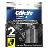Refil Para Aparelho de Barbear Gillette Mach3 Carbono 2 Cargas