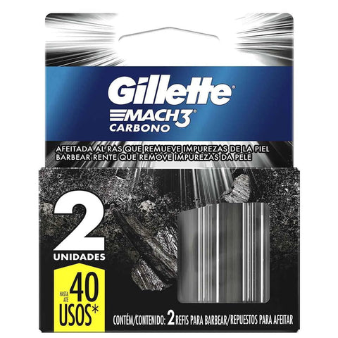 Refil Para Aparelho de Barbear Gillette Mach3 Carbono 2 Cargas