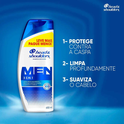 Shampoo Anticaspa Head & Shoulders Men 3 Em 1 650ml