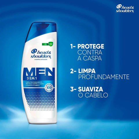 Shampoo Head & Shoulders Men 3 Em 1 - 1 Unidade Com 400Ml
