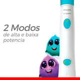Escova de Dente Elétrica Kids Philips Colgate Sonicpro 3+ Anos, Recarregável, Bivolt