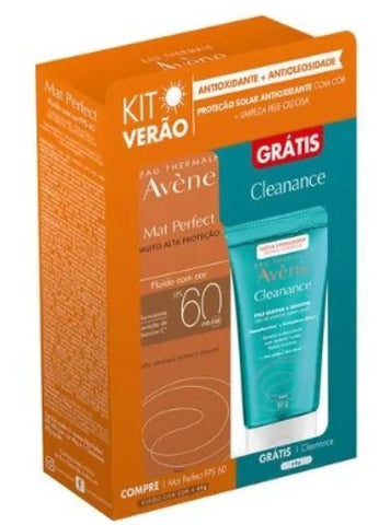 Kit Avène Protetor Solar Mat Perfect + Gel de Limpeza Facial Cleanance  FPS 60 - 40 g + 40 g