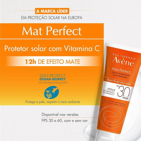 Protetor Solar Facial Avène Mat Perfect  Sem Cor - FPS 30 - 40 g