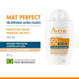 Protetor Solar Facial Avène Mat Perfect Tri-Defense Ultra Fluido  Tom 1.5 Claro/Médio - FPS 50 - 40 g