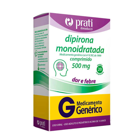 Dipirona Monoidratada (Prati-Donaduzzi)  500mg - 20 Unidades - Comprimido