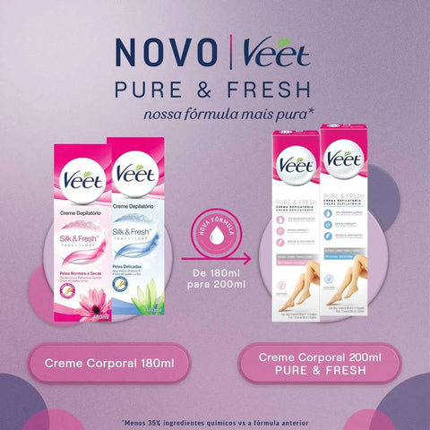Creme Depilatório Veet Pure & Fresh Pele Sensível 200ml