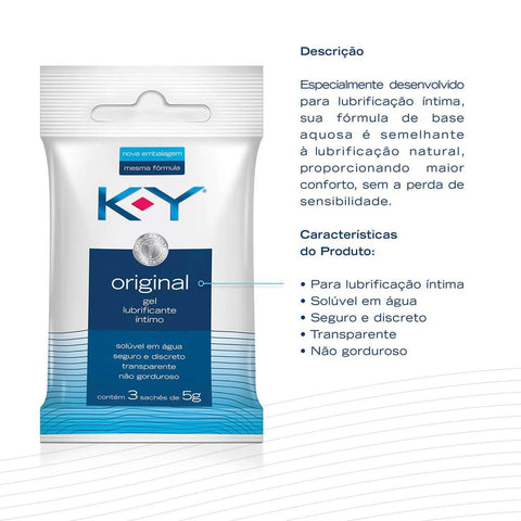 Gel Lubrificante Íntimo K-Y Sachê, 3 Unidades Com 5G Cada