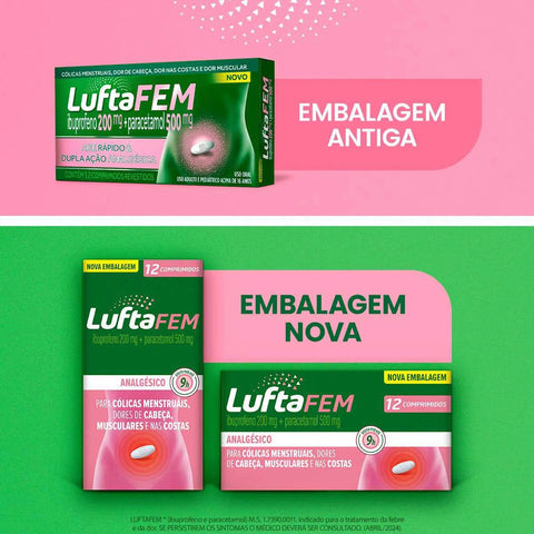 Luftafem  200mg + 500mg - 12 Unidades - Comprimido
