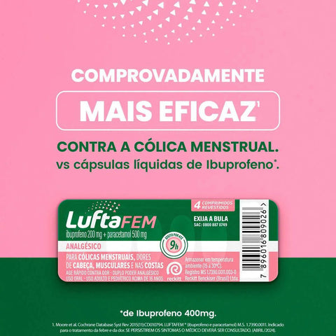 Luftafem  200mg + 500mg - 4 Unidades - Comprimido