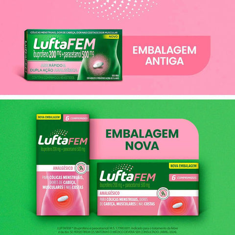 Luftafem  200mg + 500mg - 6 Unidades - Comprimido