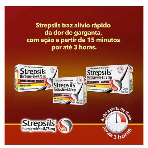 Pastilha Strepsils Mel e Limão 16 Unidades