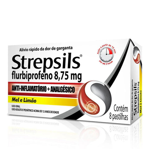 Pastilha Strepsils Sabor Mel e Limão 8 Unidades