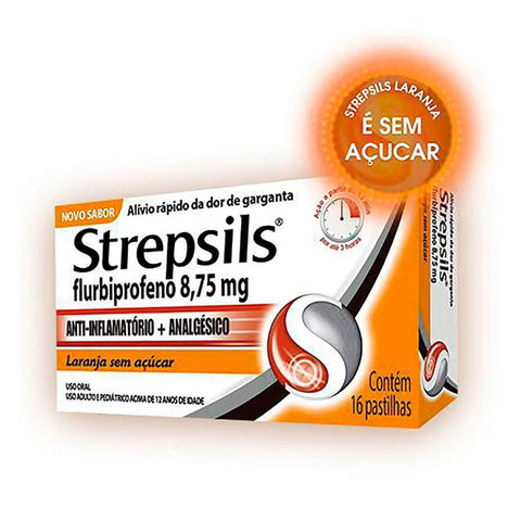Strepsils Laranja 8,75mg - 16 Unidades - Pastilha