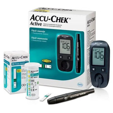 Kit Monitor de Glicemia Accu-Chek Active  Monitor + 10 Tiras + Lancetador - 1 Unidade
