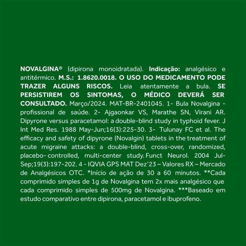 Novalgina  1g - 10 Unidades - Efervescente