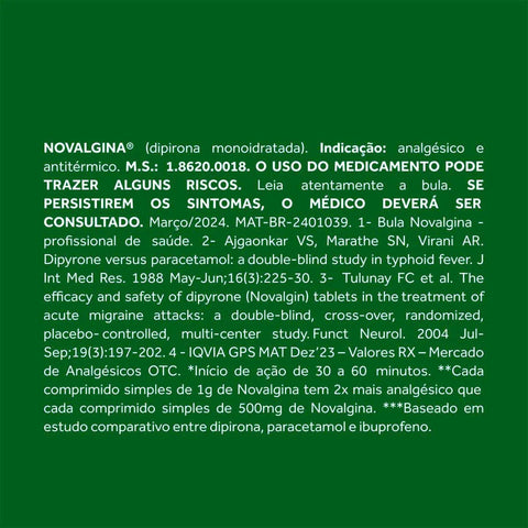 Novalgina  1g - 20 Unidades - Comprimido