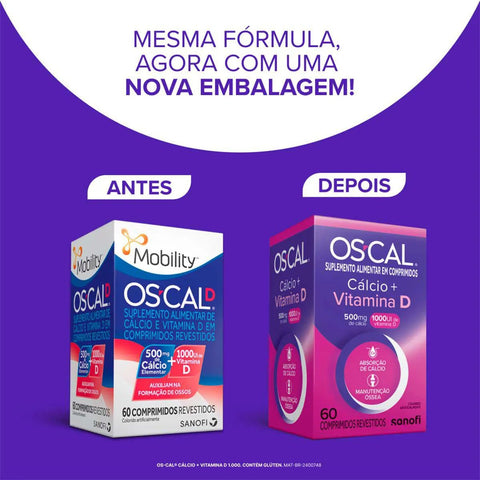 OsCal D  500mg + 1000UI - 60 Unidades - Comprimido