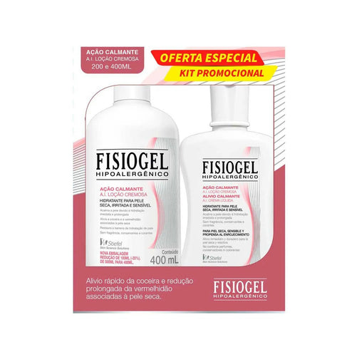 Kit Fisiogel A.I. Ação Calmante Loção Cremosa Com 400mL+ 200ml
