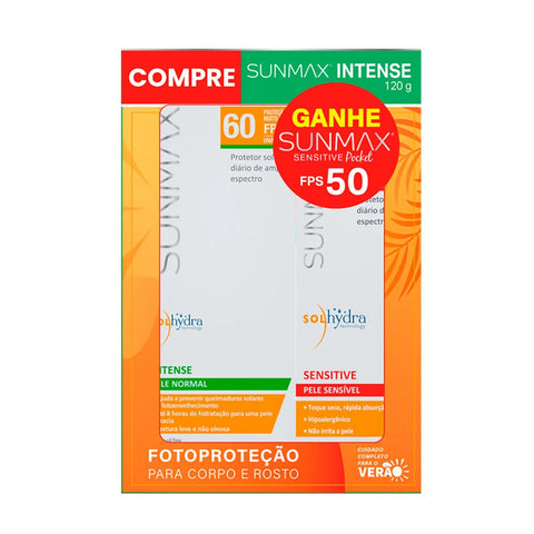 Kit Sunmax Protetor Solar Corporal Intense + Protetor Solar Corporal Sensitive  FPS 60 + 50 - 120 g + 120 mL