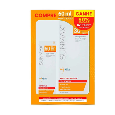 Kit Sunmax Protetor Solar Corporal Sensitive  FPS 30 + 50 - 160 mL + 60 mL