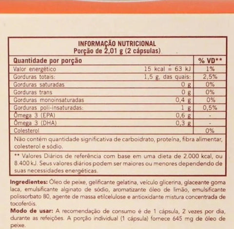 Ômega 3 (Sundown Naturals)  1290mg - 72 Unidades - Cápsula