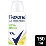 Desodorante Antitranspirante Aerosol Feminino Rexona Erva Doce 72 Horas 150Ml