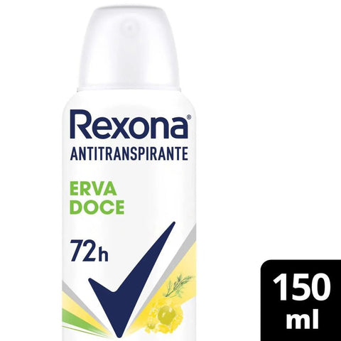 Desodorante Antitranspirante Aerosol Feminino Rexona Erva Doce 72 Horas 150Ml