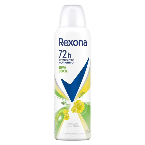 Desodorante Antitranspirante Aerosol Feminino Rexona Erva Doce 72 Horas 150Ml