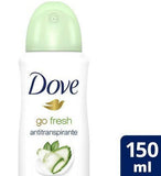 Desodorante Antitranspirante Feminino Dove Go Fresh, Pepino e Chá Verde, Aerossol, 1 Unidade Com 150Ml
