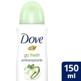 Desodorante Antitranspirante Feminino Dove Go Fresh, Pepino e Chá Verde, Aerossol, 1 Unidade Com 150Ml