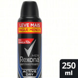 Desodorante Antitranspirante Masculino Rexona Men Aactive Dry, Aerossol, 1 Unidade Com 250Ml, Leve Mais Pague Menos