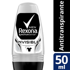 Desodorante Antitranspirante Masculino Rexona Men Invisible, Roll-On, 1 Unidade Com 50Ml