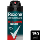 Desodorante Masculino Rexona Antibacterial Invisible, Aerossol, 1 Unidade Com 150Ml