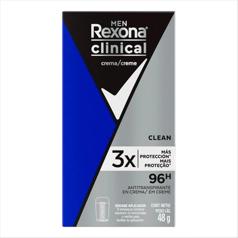 Desodorante Masculino Rexona Men Clinical Clean, Creme, 1 Unidade Com 48G