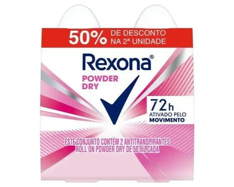 Kit Desodorante Rexona Rollon Fem Powde 50ml 2 Unidades