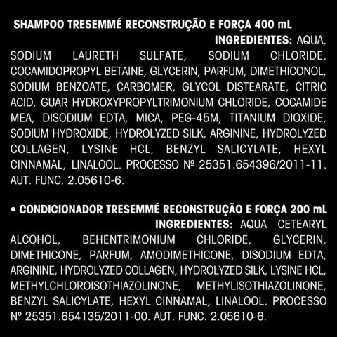 Kit Tresemmé Reconstrução e Força Shampoo Com 400Ml + Condicionador Com 200Ml