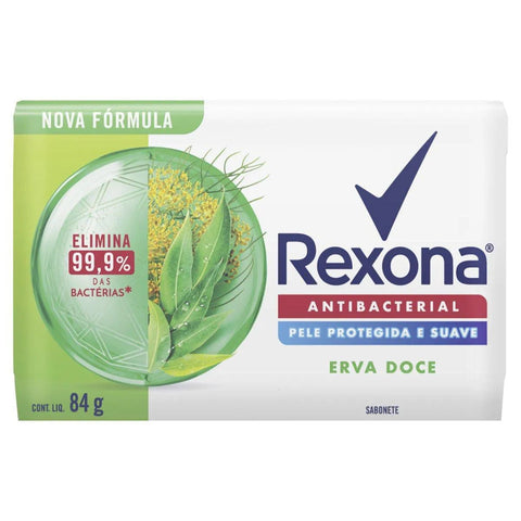 Sabonete Corporal Rexona Antibacterial Erva-Doce, Barra, 1 Unidade Com 84G