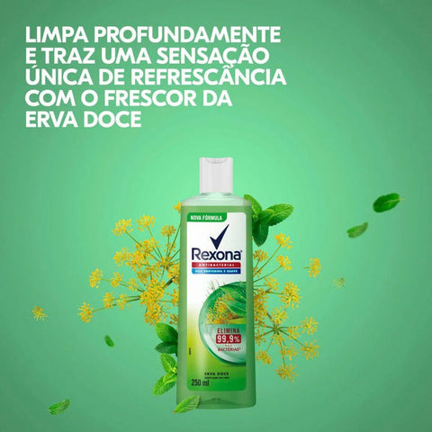 Sabonete Corporal Rexona Antibacterial Erva-Doce, Líquido, 1 Unidade Com 250Ml