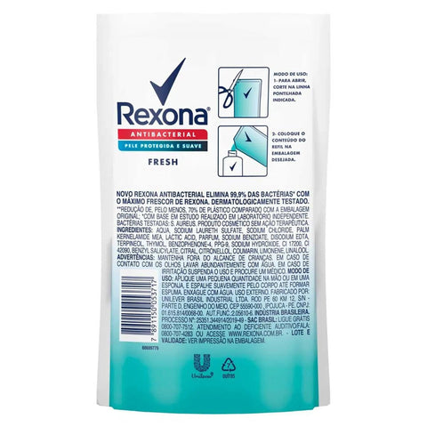 Sabonete Corporal Rexona Antibacterial Fresh, Líquido, Refil, 1 Unidade Com 200Ml