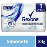 Sabonete Corporal Rexona Antibacterial Limpeza Profunda, Barra, 1 Unidade Com 84G