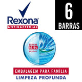 Sabonete Corporal Rexona Antibacterial Limpeza Profunda, Barra, 6 Unidades Com 84G Cada